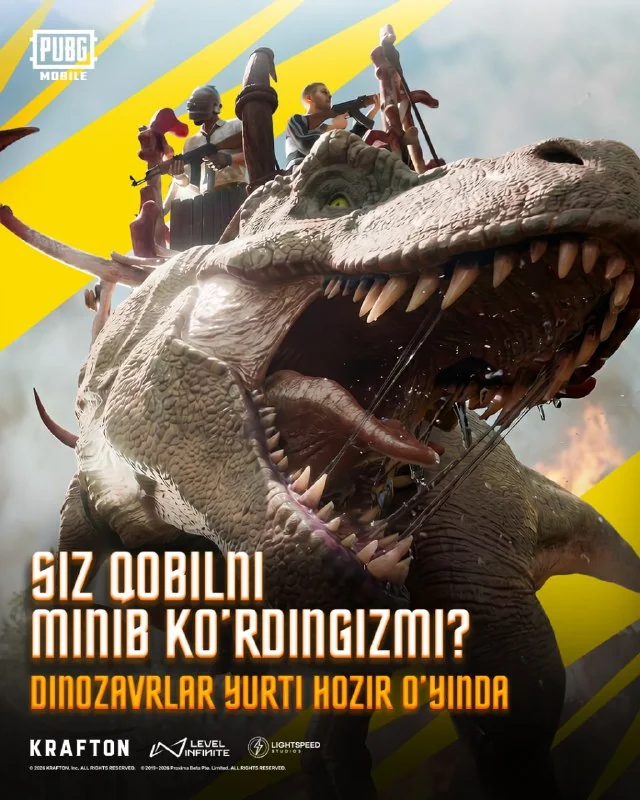 🦖 Afsonaviy «Dinozavrlar yurti» rejimi allaqachon PUBG MOBILE’da!