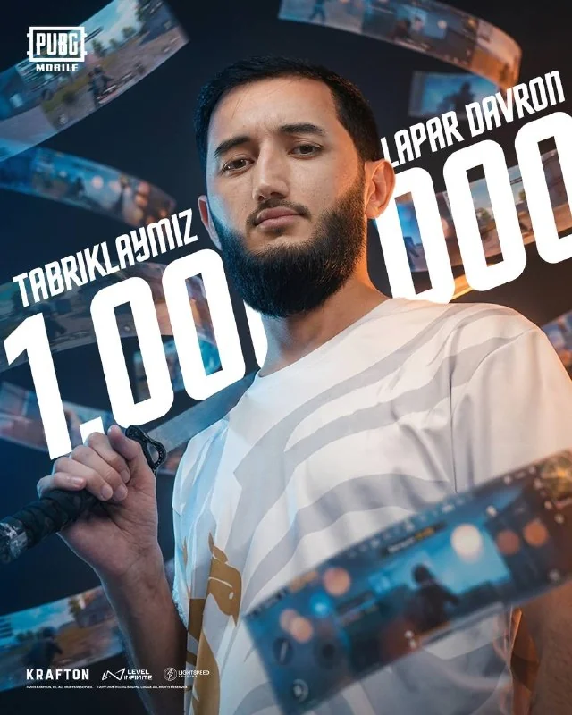 🎉 Kontent yaratuvchi LAPAR DAVRON'ni 1 000 000 obunachi marrasiga erishganlari bilan tabriklaymiz! 👏
